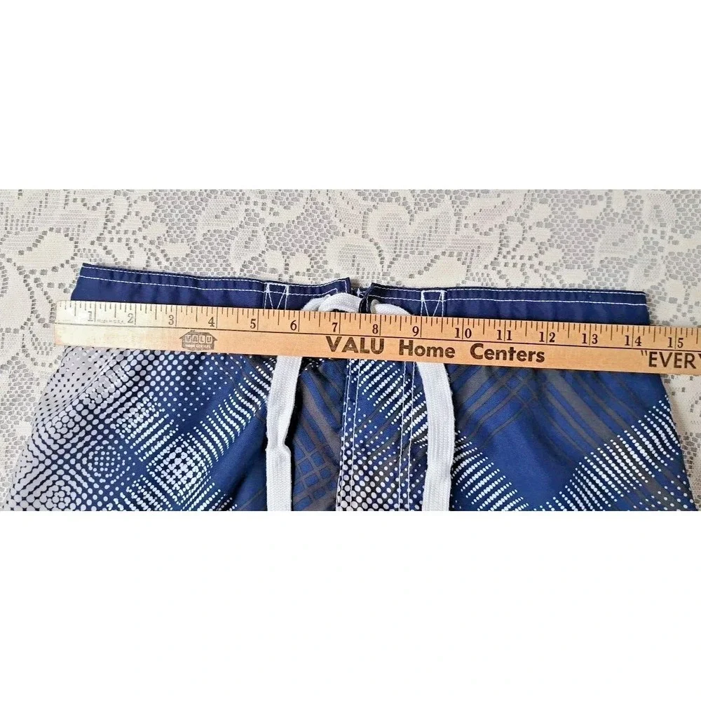 OP Swim‎ Trunks Men's Sz Small Board Shorts Lined Blue Allover Geometric Pattern